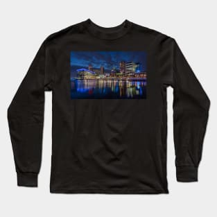 Salford Quays Media City Reflection at Night Long Sleeve T-Shirt